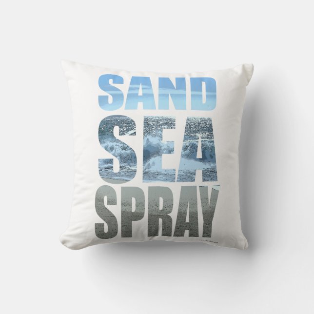 Sand Sea Spray Classic Beach Life Slogan Kudde (Framsida)