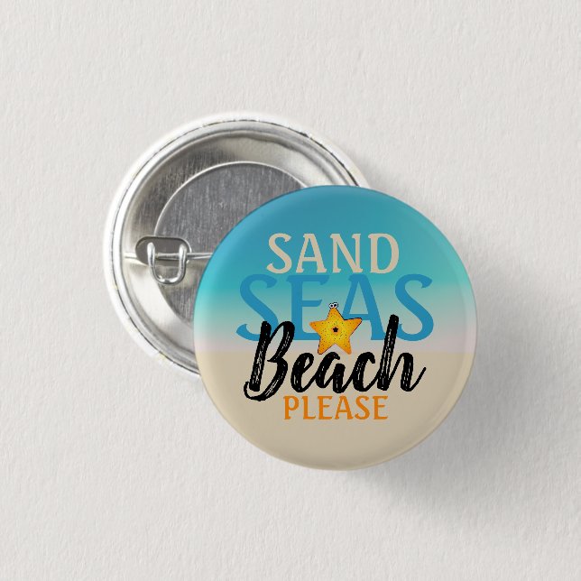 Sand Seas Beach Knapp (Framsida & baksida)