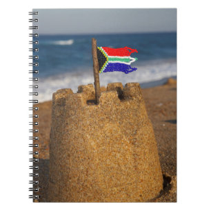 Sand slott med sydafrikansk flagg, Umhlanga Anteckningsbok
