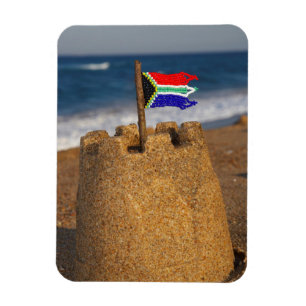 Sand slott med sydafrikansk flagg, Umhlanga Magnet