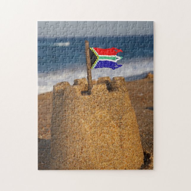 Sand slott med sydafrikansk flagg, Umhlanga Pussel (Vertikal)