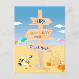 Sand slott strand kul bebis pojke födelsedagsfest vykort