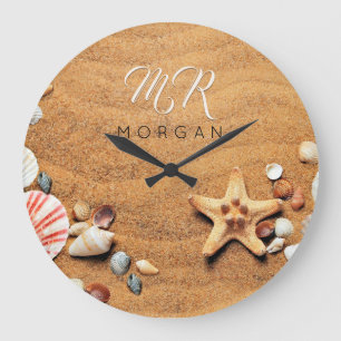 Sand & Snäckor, DIY Namn och Monogram, Wh-skript Stor Klocka
