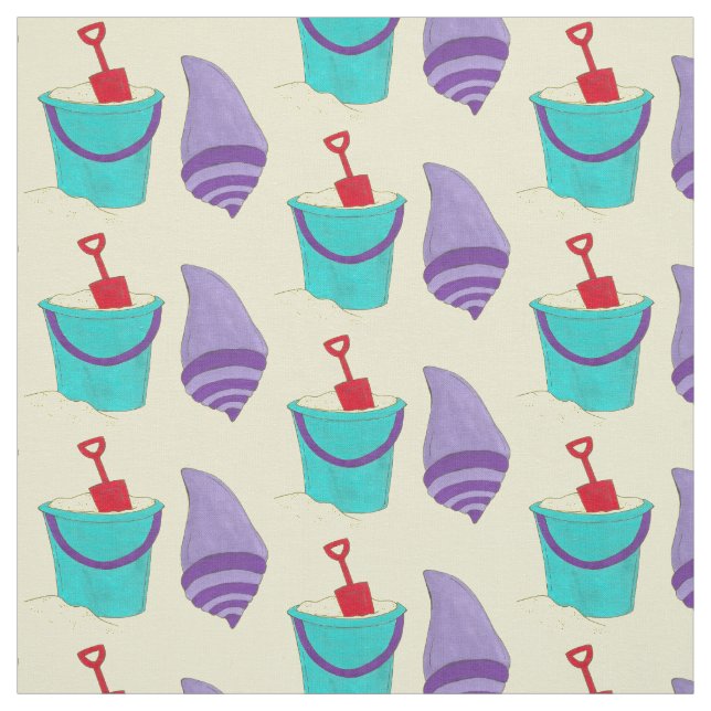 Sand Snäckors Beach Bucket Shovel Seashell Vacatio Tyg (Provkarta)