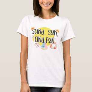 Sand Sol Roligt Quote Summer Beach Illustrations T Shirt