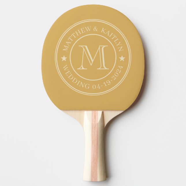 Sand Soluppgång Bröllop Monogram Stjärna Pingisracket (Framsidan)