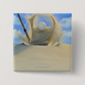 Sand som slår ut en golf boll ur en sand 2 knapp