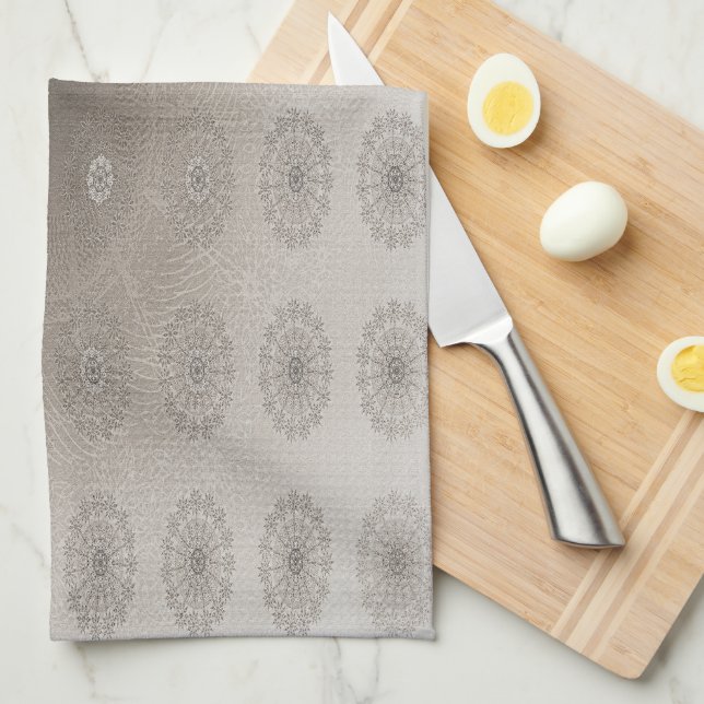 Sand-strand-blommigt, textil konst kökshandduk (Vikt i Fjärdedel)