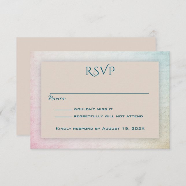 Sand Tan Enkel Närvarobeskräftelse RSVP OSA Kort (Fram/baksida)