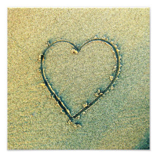 Sand Teckning Heart Photo Fototryck