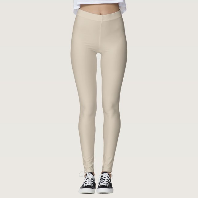 Sand Tone Beige Solid Färg Studio Clay MQ2-27 Leggings (Framsida)