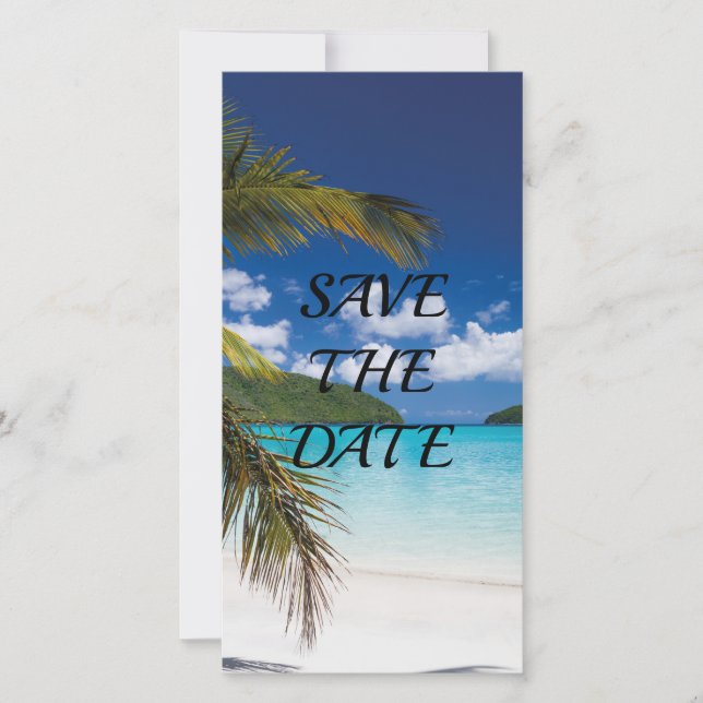Sand Tropical Beach Wedding - Spara datum Tack Kort (Framsida)