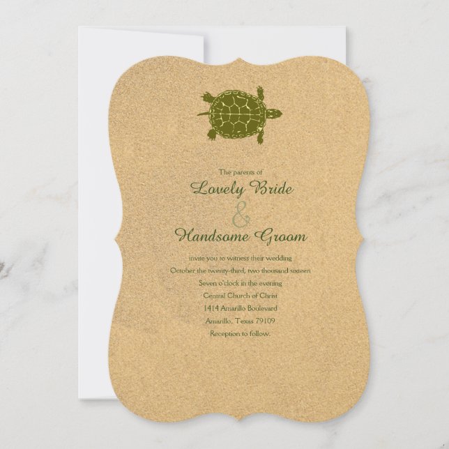 Sand Turtle Beach Wedding bjudande Inbjudningar (Framsida)