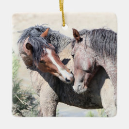 Sand Tvätta Basin Vild Horses Ceramic Ornamic Julgransprydnad Keramik