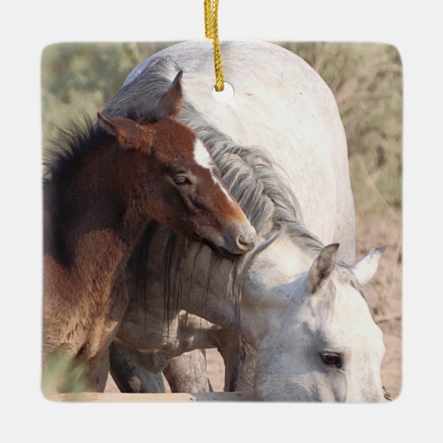 Sand Tvätta Basin Vild Horses Ceramic Ornamic Julgransprydnad Keramik (Framsida)