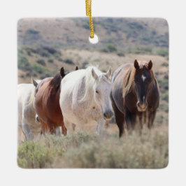 Sand Tvätta Basin Vild Horses Ceramic Ornamic Julgransprydnad Keramik