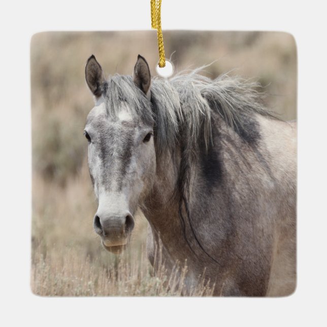 Sand Tvätta Basin Vild Horses Ceramic Ornamic Julgransprydnad Keramik (Framsida)