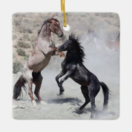 Sand Tvätta Basin Vild Horses Ceramic Ornamic Julgransprydnad Keramik