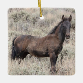 Sand Tvätta Basin Vild Horses Ceramic Ornamic Julgransprydnad Keramik