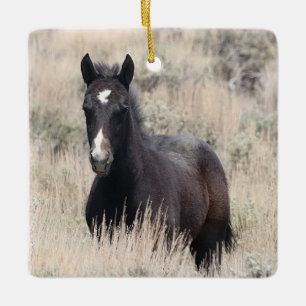 Sand Tvätta Basin Vild Horses Ceramic Ornamic Julgransprydnad Keramik