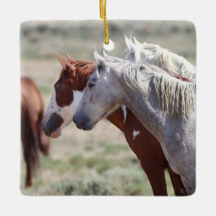 Sand Tvätta Basin Vild Horses Ceramic Ornamic Julgransprydnad Keramik