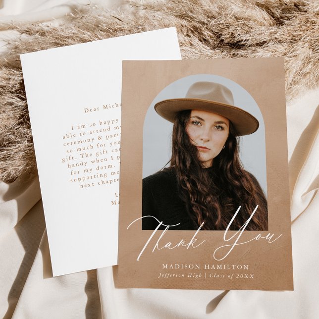 Sand Watercolor Arch Photo Studenten Tack Kort (Skapare uppladdad)