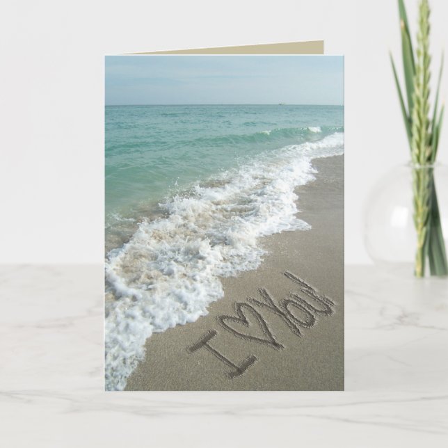 Sand Writing on the Beach Greeting Card Kort (Framsida)