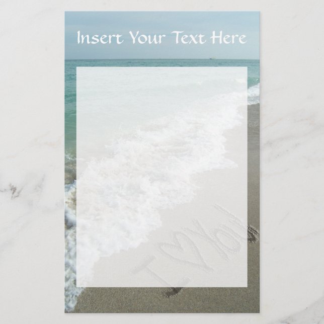 Sand Writing on the Beach, I Kärlek You Brevpapper (Framsida)