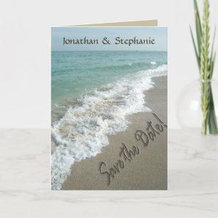 Sand Writon the Beach, Save the Date Card Meddelande