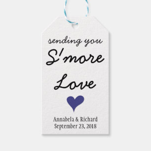 SÄNDA S'MER KÄRLEK BLUE HEART BRÖLLOP Gift-Märkre Presentetikett