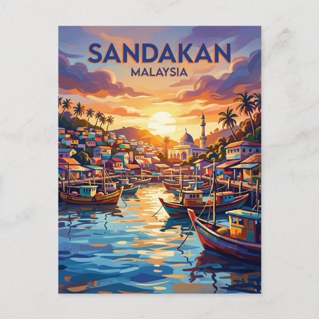 Sandakan Malaysia Vykort (Framsida)