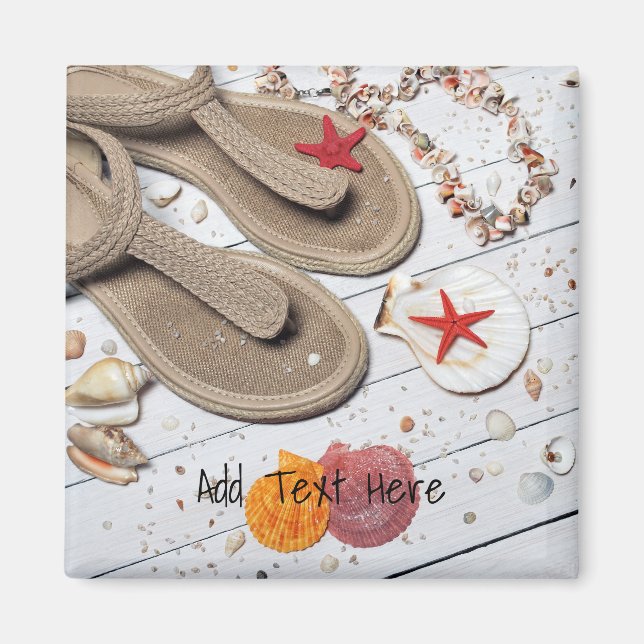 Sandaler, sjöar och stjärtar vid stranden magnet (Framsidan)