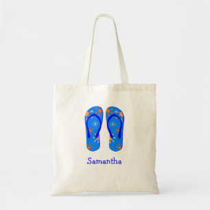 Sandals flip-flop, eget sommarblått namn tygkasse