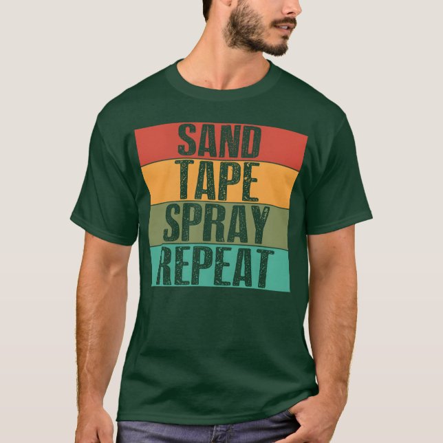 Sandape Spray Repeat Auto Body Painter Car retro f T Shirt (Framsida)
