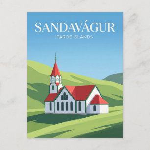 Sandavágur kyrka Färöarna Vykort