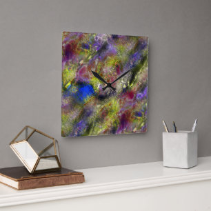 Sandblasterad stänkt fläckig gult röd färg på bomu fyrkantig klocka