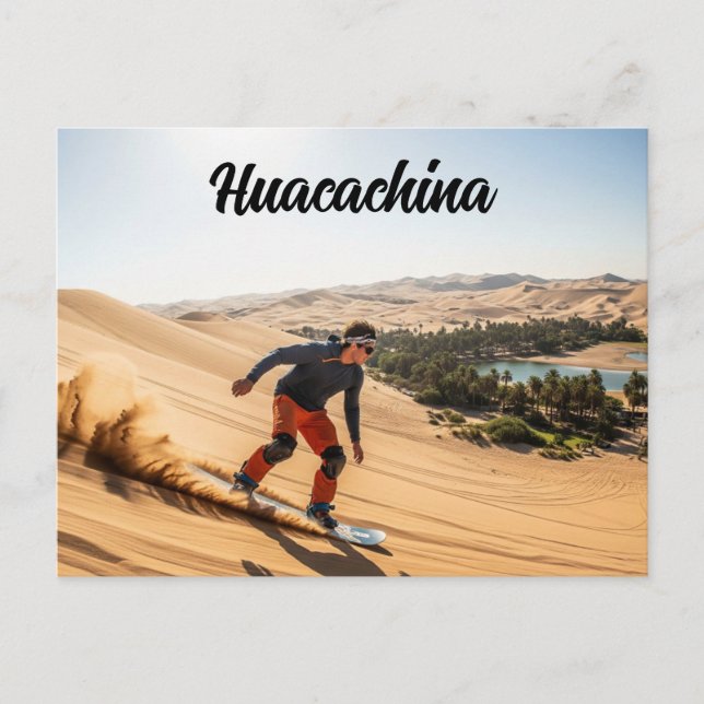 Sandboarding i Huacachina Peru Travel Vykort (Framsida)