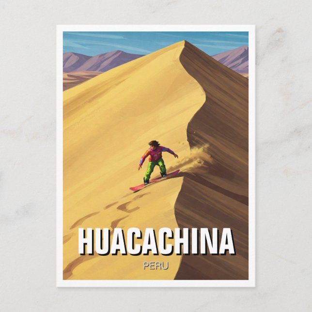 Sandboarding i Huacachina Peru Travel Vykort (Framsida)