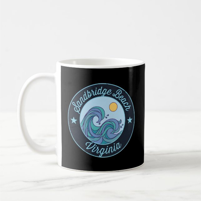 Sandbridge Beach Va Virginia Nautical Surfer Graph Kaffemugg (Vänster)