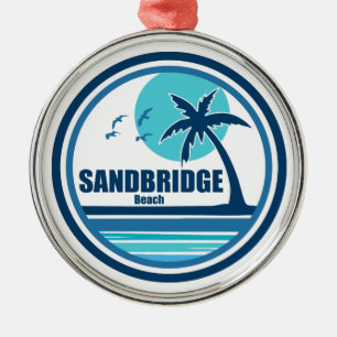 Sandbridge Beach Virginia Handflatan Träd Birds Julgransprydnad Metall