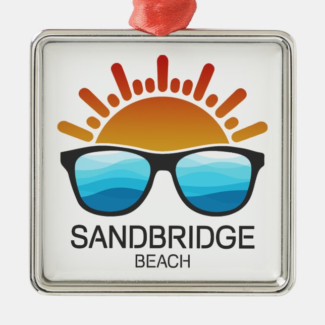 Sandbridge Beach Virginia Solglasögon Julgransprydnad Metall (Framsidan)