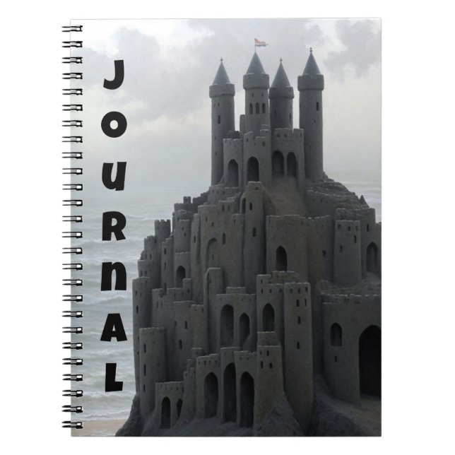 Sandcastle Art Beach Roligt Whimsical Journal Anteckningsbok (Framsidan)