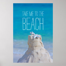 Sandcastle Coral Turquise Sea Ta mig till Beach Poster