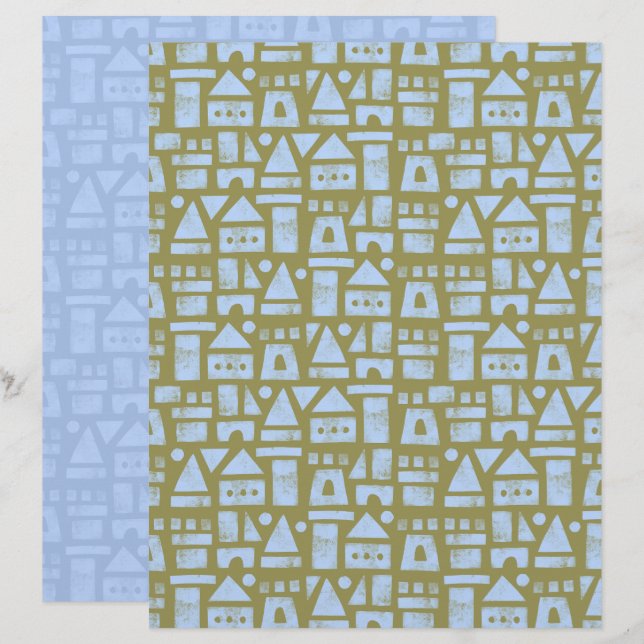 Sandcastle Grönt Scrapbookpapper (Fram/baksida)