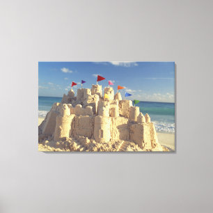 Sandcastle på strand canvastryck
