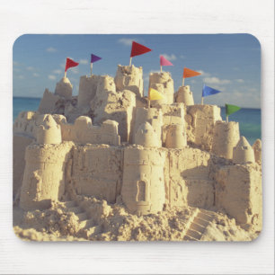Sandcastle på strand musmatta