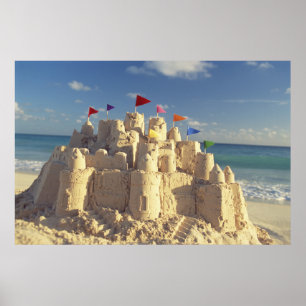 Sandcastle på strand poster