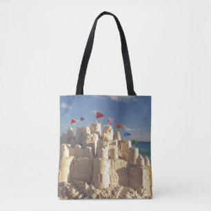 Sandcastle på strand tygkasse