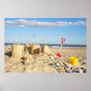 Sandcastle på stranden poster