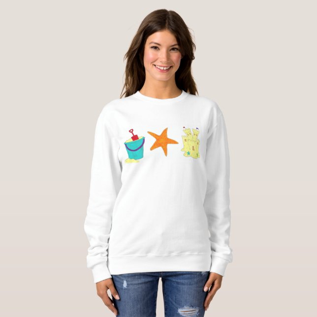Sandcastle Sand Castle Starfish Pail Beach Ocean T-shirt (Hel framsida)